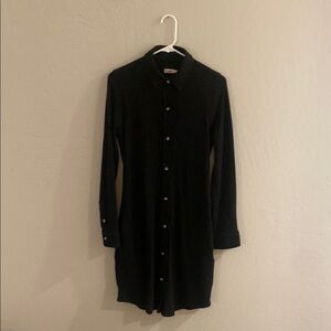 Faherty Black Long Sleeve Shirt Dress